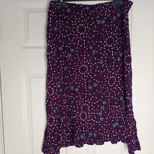 Sag Harbor L Women's Floral Print 100% RayonElasticWaistGatheredFlirtyHem Skirt.